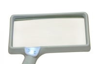 Hand magnifier, 2x, rectangular, 2 LED, 1 UV