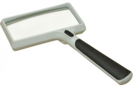 Hand magnifier, 2x, rectangular, 2 LED, 1 UV