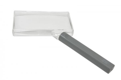 Hand magnifier, 2x, 100x50mm, transparent lens frame