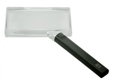 Hand magnifier, 2x, 100x50mm, transparent lens frame