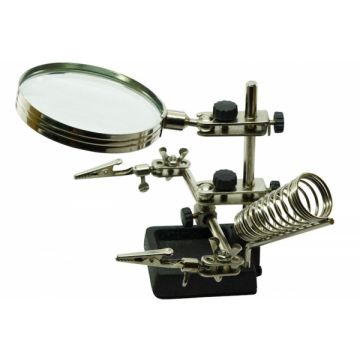 Work Stand Magnifier 2× 90 mm Hands-Free with Soldering Iron Holder
